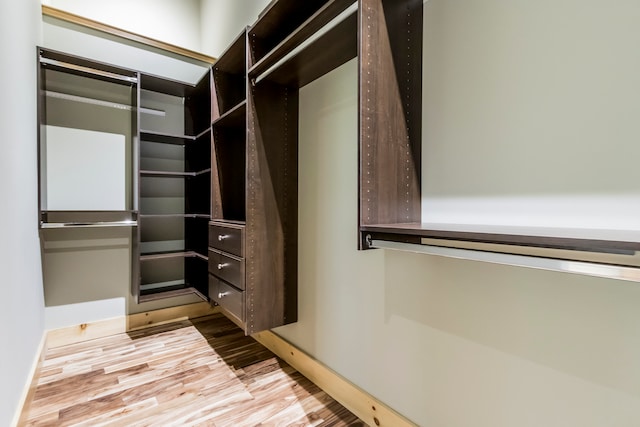 spacious closet featuring light hardwood / wood-style flooring