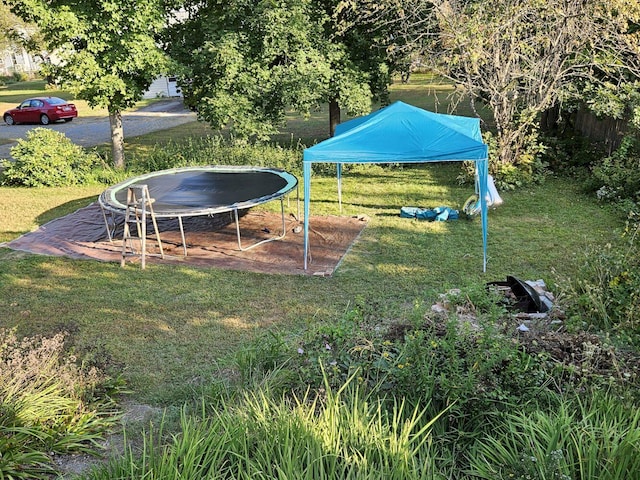 view of yard with a trampoline