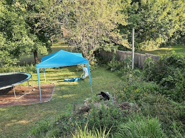 view of yard with a trampoline