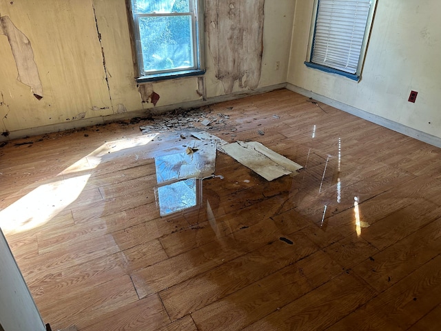 spare room featuring light hardwood / wood-style flooring