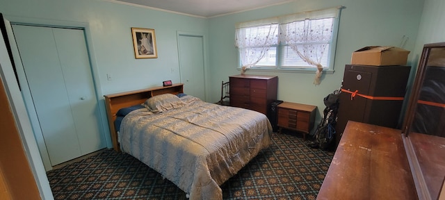 bedroom with crown molding