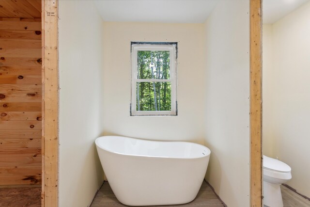 bathroom with toilet and a tub