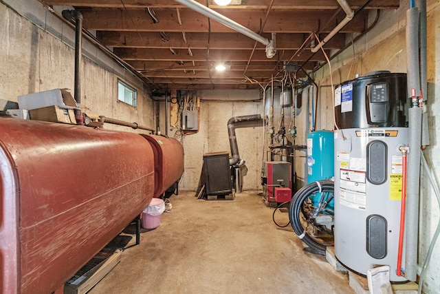 basement with water heater