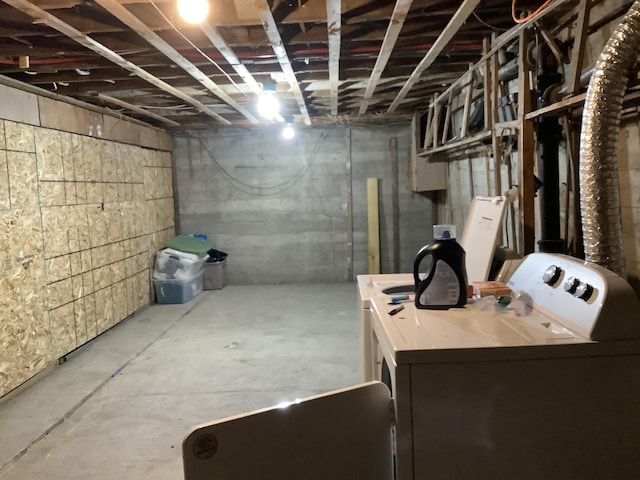 basement with independent washer and dryer