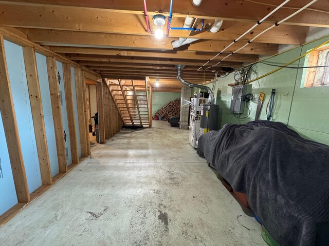 basement with gas water heater