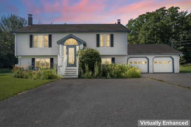 bi-level home with a garage