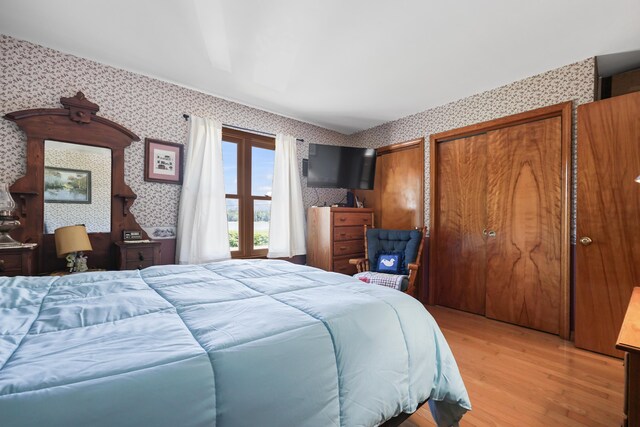 bedroom featuring light wood-type flooring