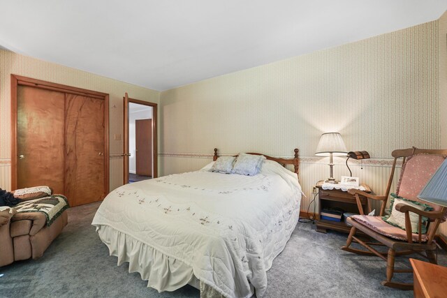 carpeted bedroom featuring a closet