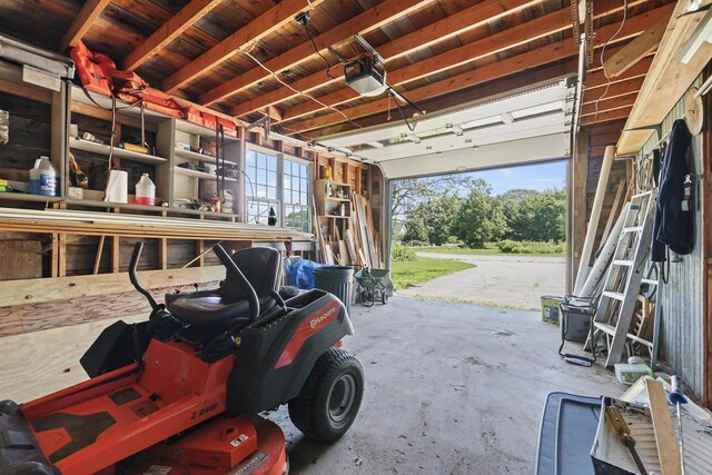 garage with a garage door opener