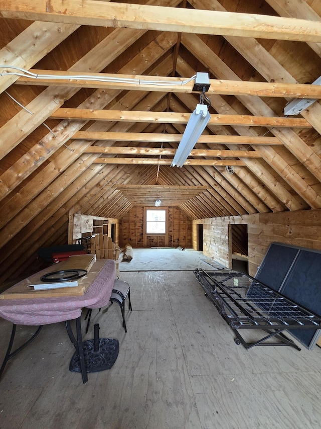 view of unfinished attic