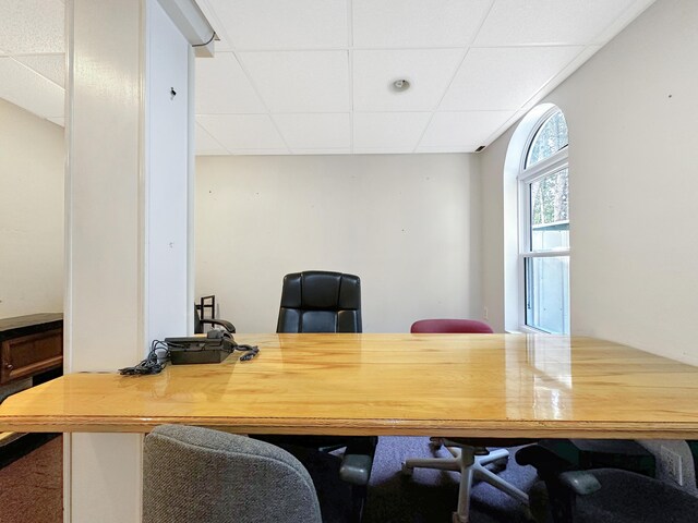 office space featuring a paneled ceiling