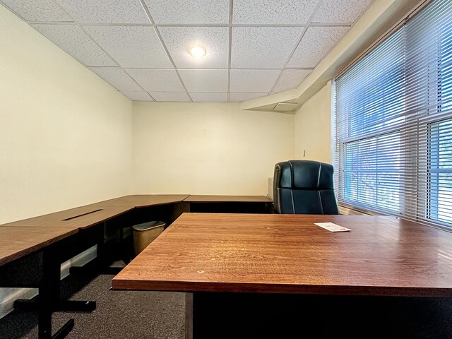 unfurnished office featuring a paneled ceiling