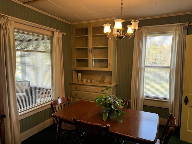 37 Fisher St, Fort Fairfield, ME 04742 - dining area featuring a notable chandelier and ornamental molding