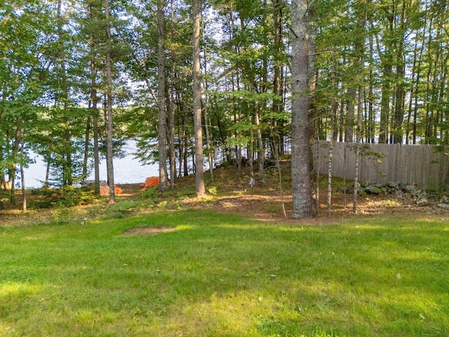 view of yard with a water view