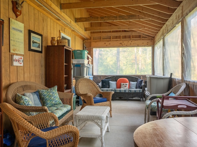 sunroom / solarium with lofted ceiling