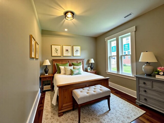 112 S St, Calais, ME 04619 - bedroom featuring baseboards, dark wood-type flooring, and recessed lighting