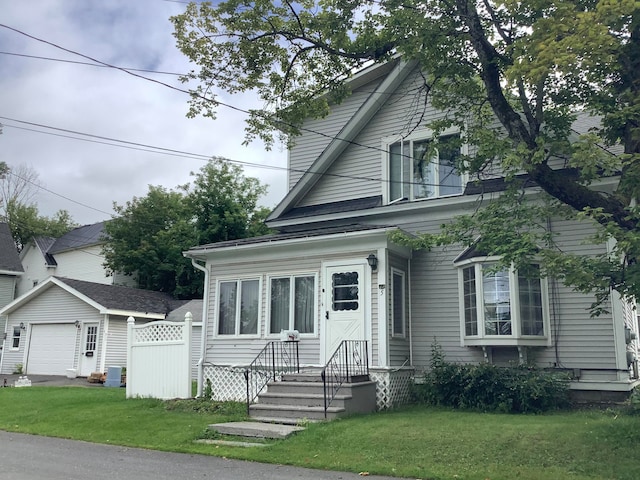 view of front of property with a front lawn