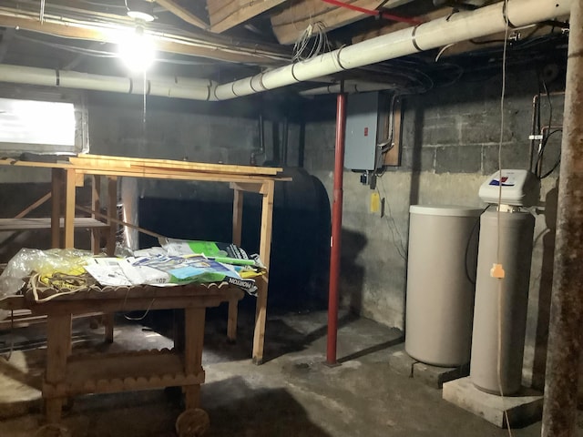 basement featuring electric panel