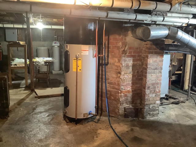 utility room with water heater and electric panel