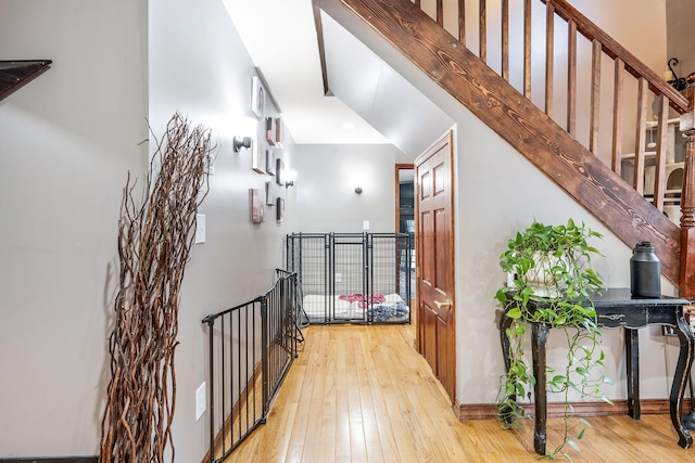 hallway featuring light wood-type flooring