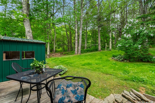 view of yard with a deck