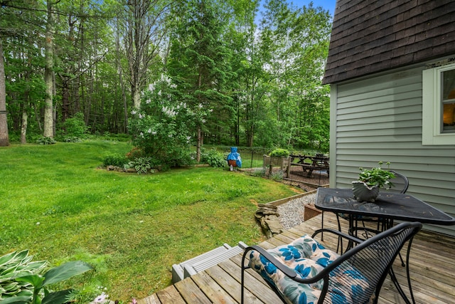 deck featuring a yard