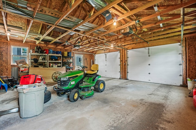 garage with a garage door opener