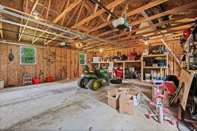 garage with a garage door opener