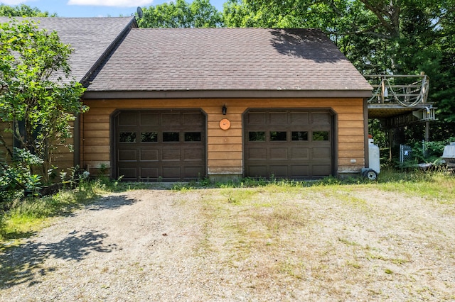 garage with wooden walls