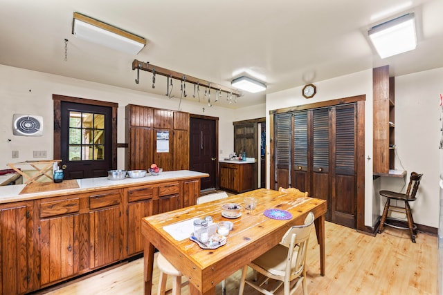 kitchen with light hardwood / wood-style flooring