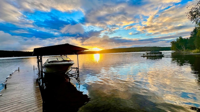 view of dock featuring a water view