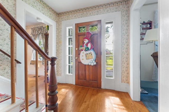 entrance foyer featuring light wood-type flooring