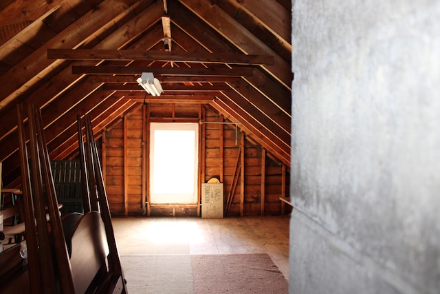 view of unfinished attic