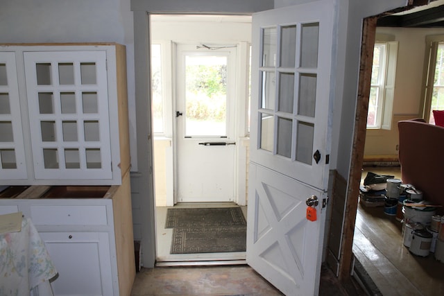 doorway to outside featuring hardwood / wood-style flooring