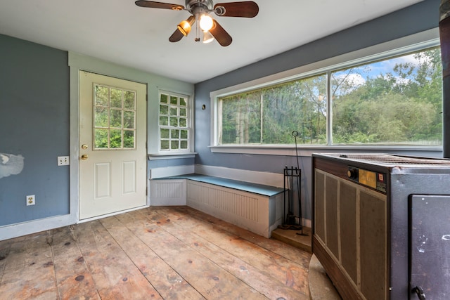 interior space featuring light hardwood / wood-style floors and ceiling fan