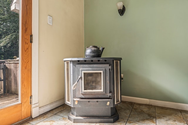 details with a wood stove