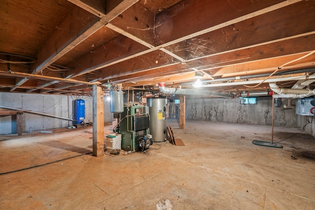 basement with water heater