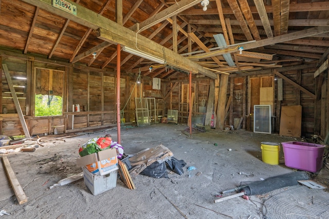 misc room featuring lofted ceiling