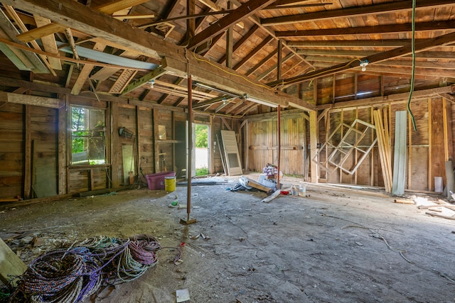 misc room with vaulted ceiling