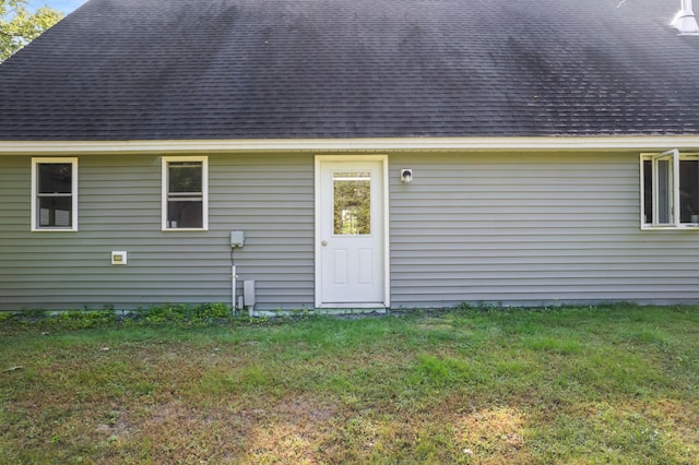 rear view of property with a yard