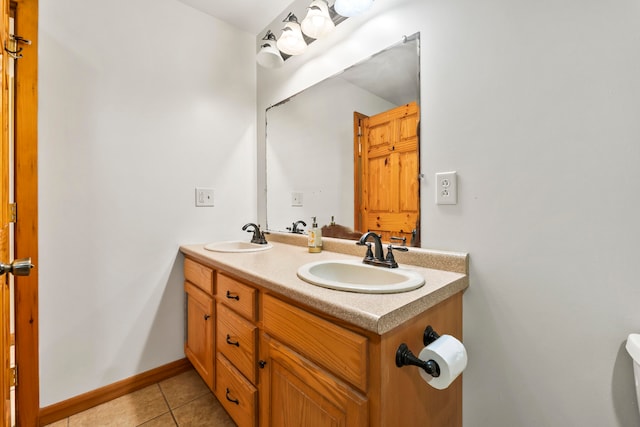 bathroom with tile patterned flooring and vanity