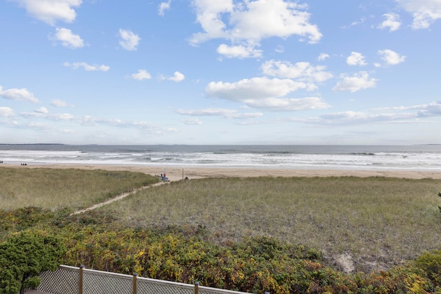 view of water feature featuring a view of the beach