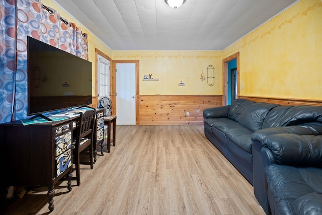 living room with hardwood / wood-style floors