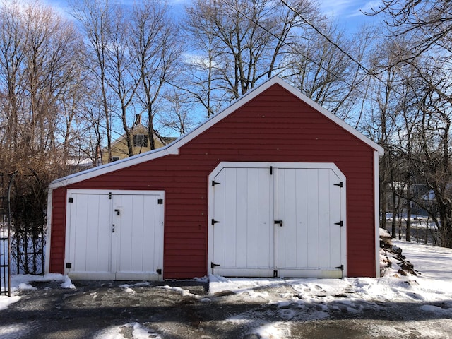 view of snow covered structure