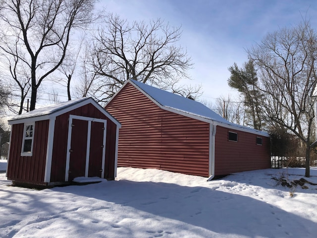 view of snow covered structure