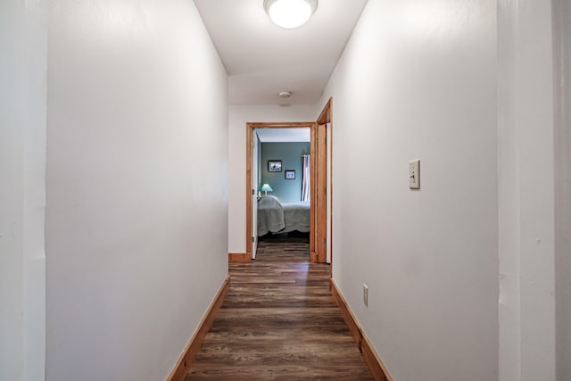 corridor with dark hardwood / wood-style floors