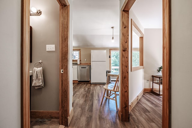 hall featuring dark hardwood / wood-style floors