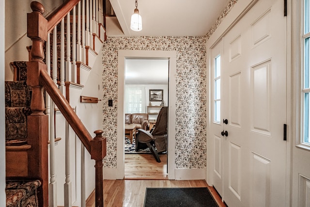 foyer entrance featuring light hardwood / wood-style floors