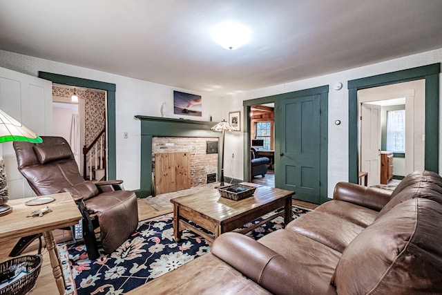 living room with wood-type flooring