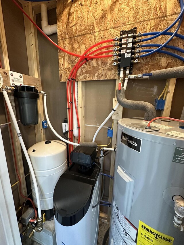 utility room featuring electric water heater